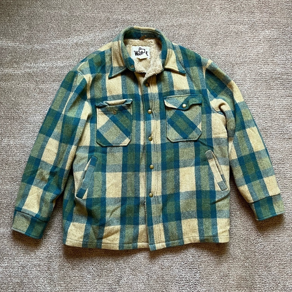 VTG 70’s Woolrich Plaid Sherpa Mens Coat